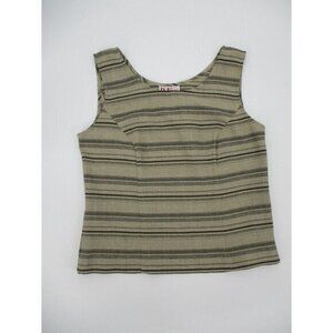 R & K Originals Womens Top 8 Sleeveless Tan Brown Striped Casual Pullover